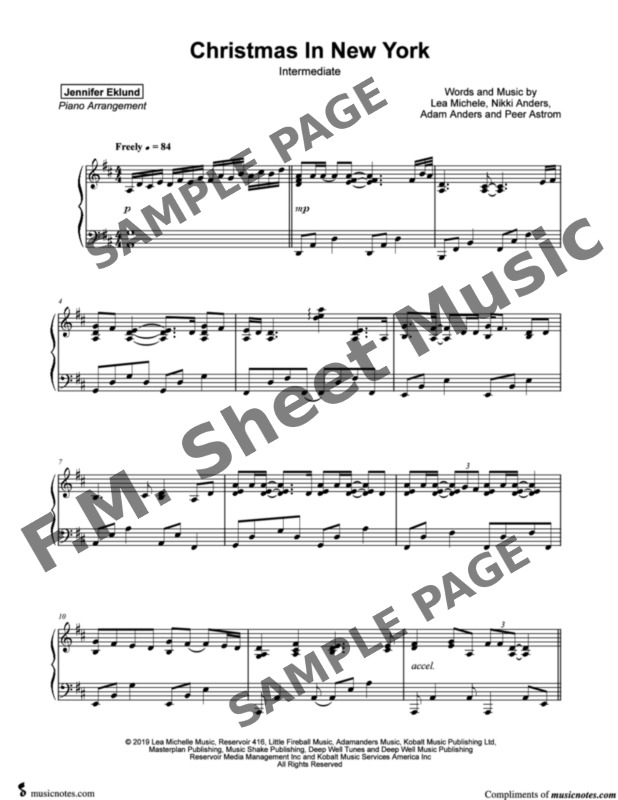 Christmas in New York Intermediate Piano By Lea Michele F.M